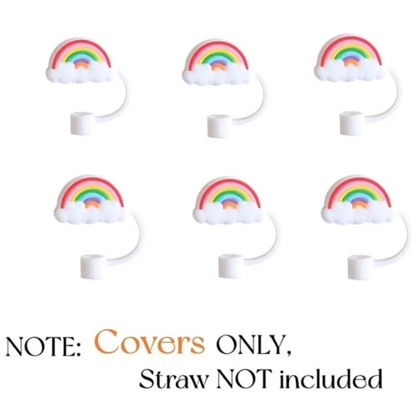 NEW Set of 12 Rainbow Straw Covers Toppers - Picture 1 of 6
